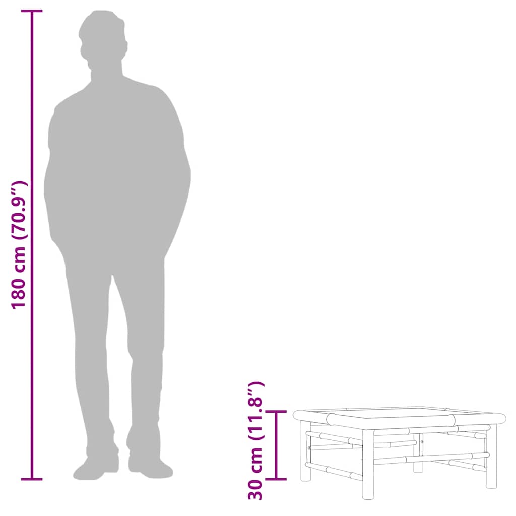 Hagebord 65x65x30 cm bambus vidaXL