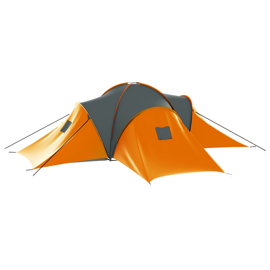 Campingtelt 9 personer stoff grå og oransje