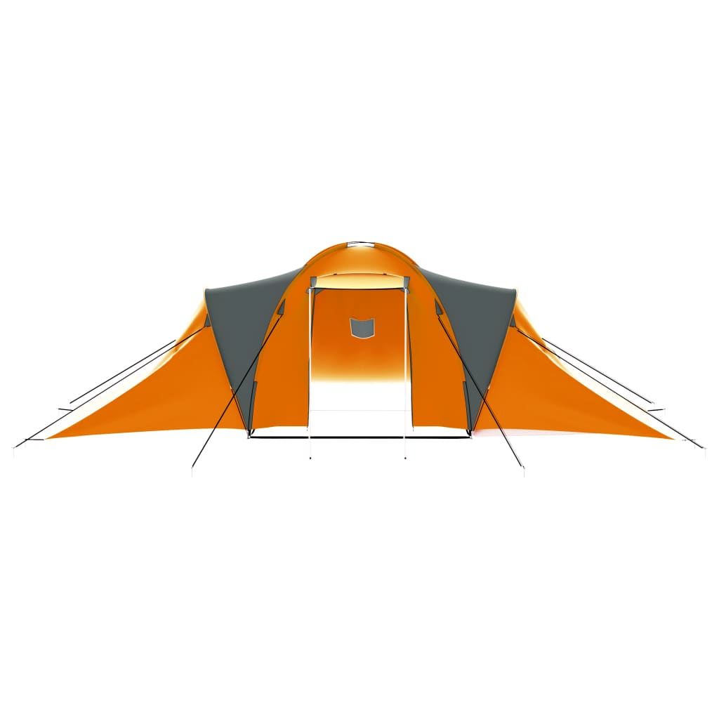 Campingtelt 9 personer stoff grå og oransje