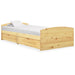 Sengeramme med 2 skuffer heltre furu 90x200 cm
