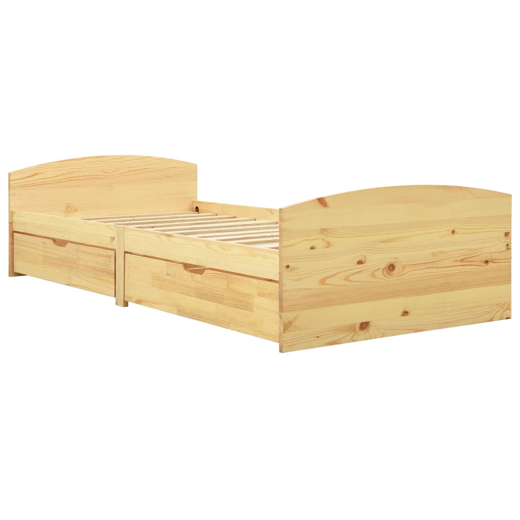 Sengeramme med 2 skuffer heltre furu 90x200 cm