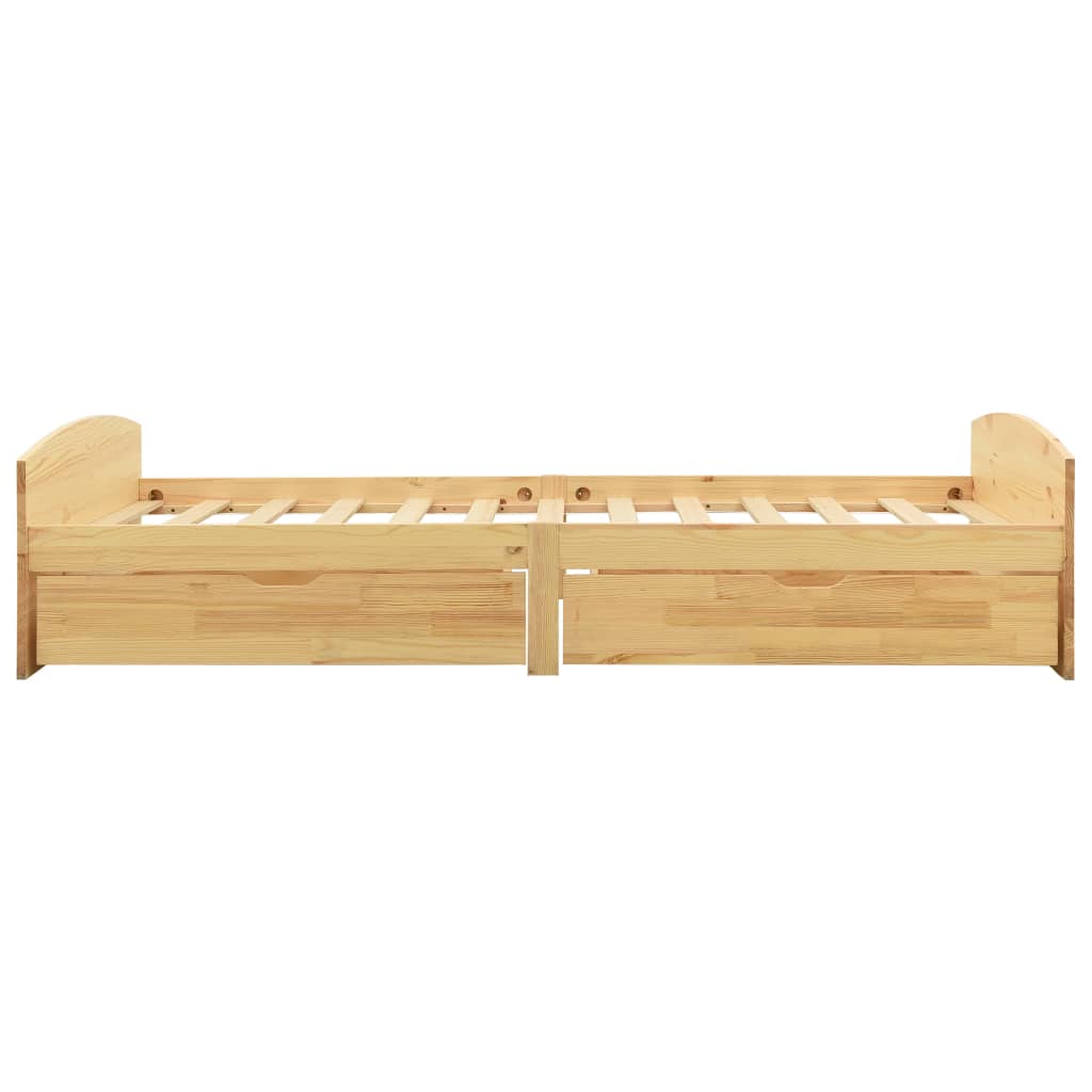 Sengeramme med 2 skuffer heltre furu 90x200 cm