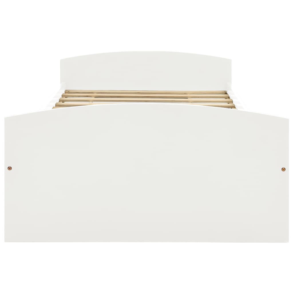 Sengeramme med 2 skuffer hvit heltre furu 90x200 cm