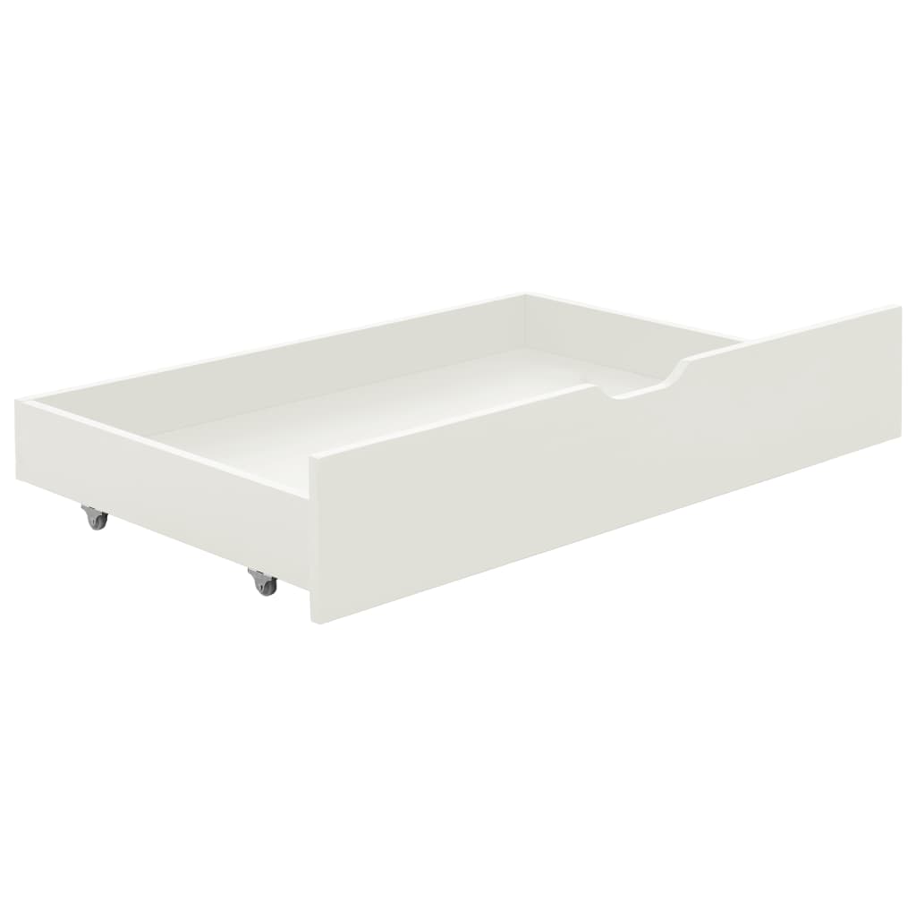 Sengeramme med 2 skuffer hvit heltre furu 90x200 cm