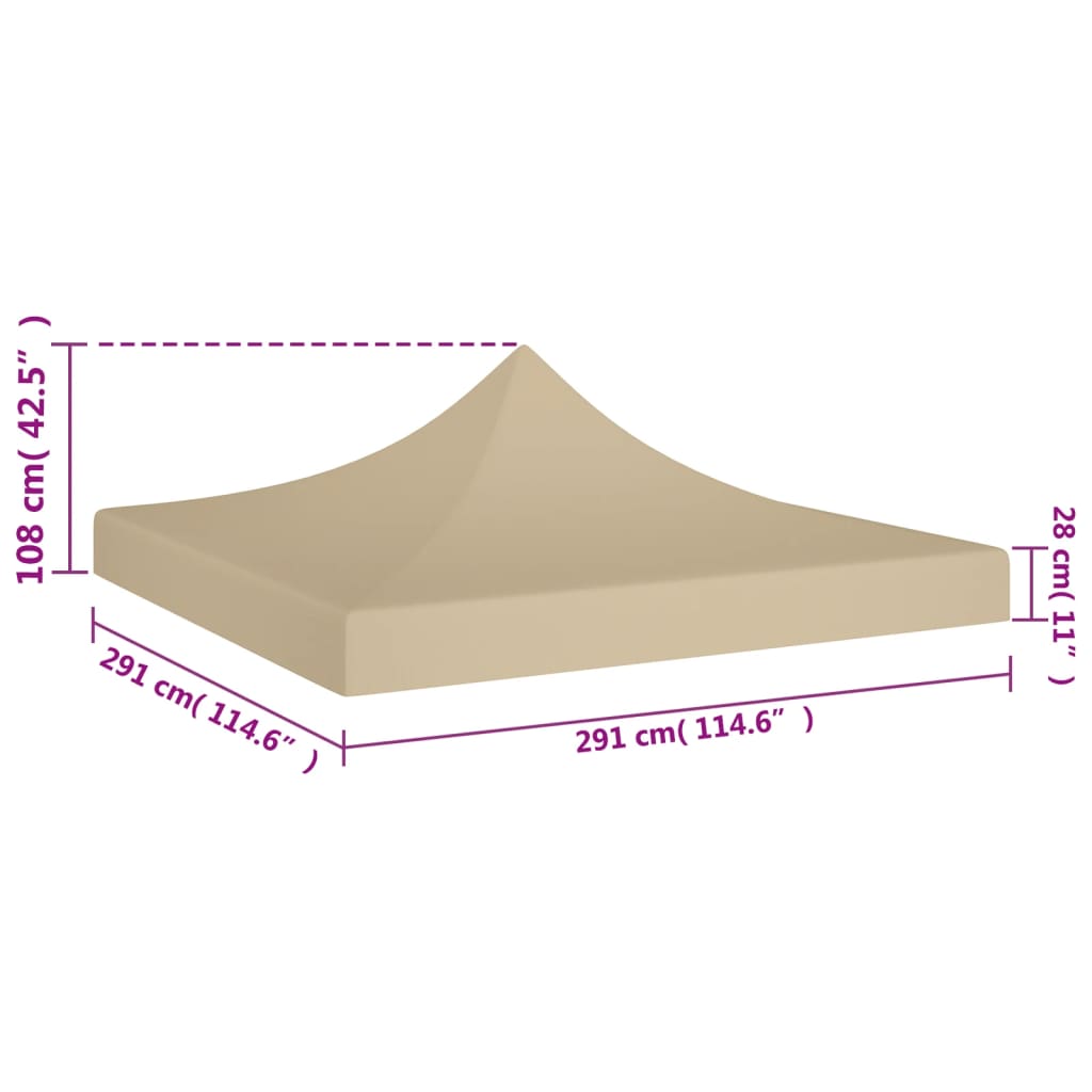 Teltduk for festtelt 3x3 m beige 270 g/m²