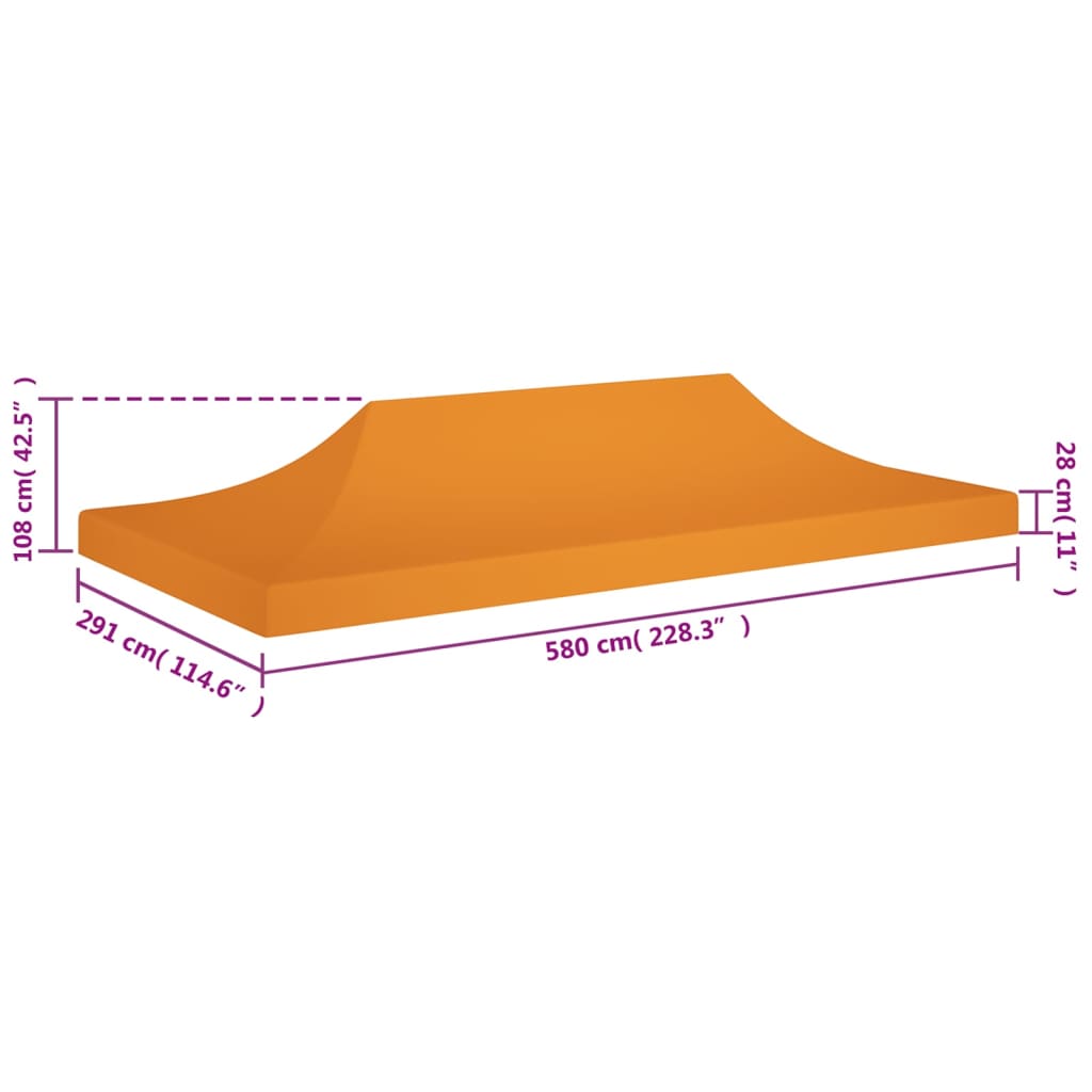 Teltduk for festtelt 6x3 m oransje 270 g/m²
