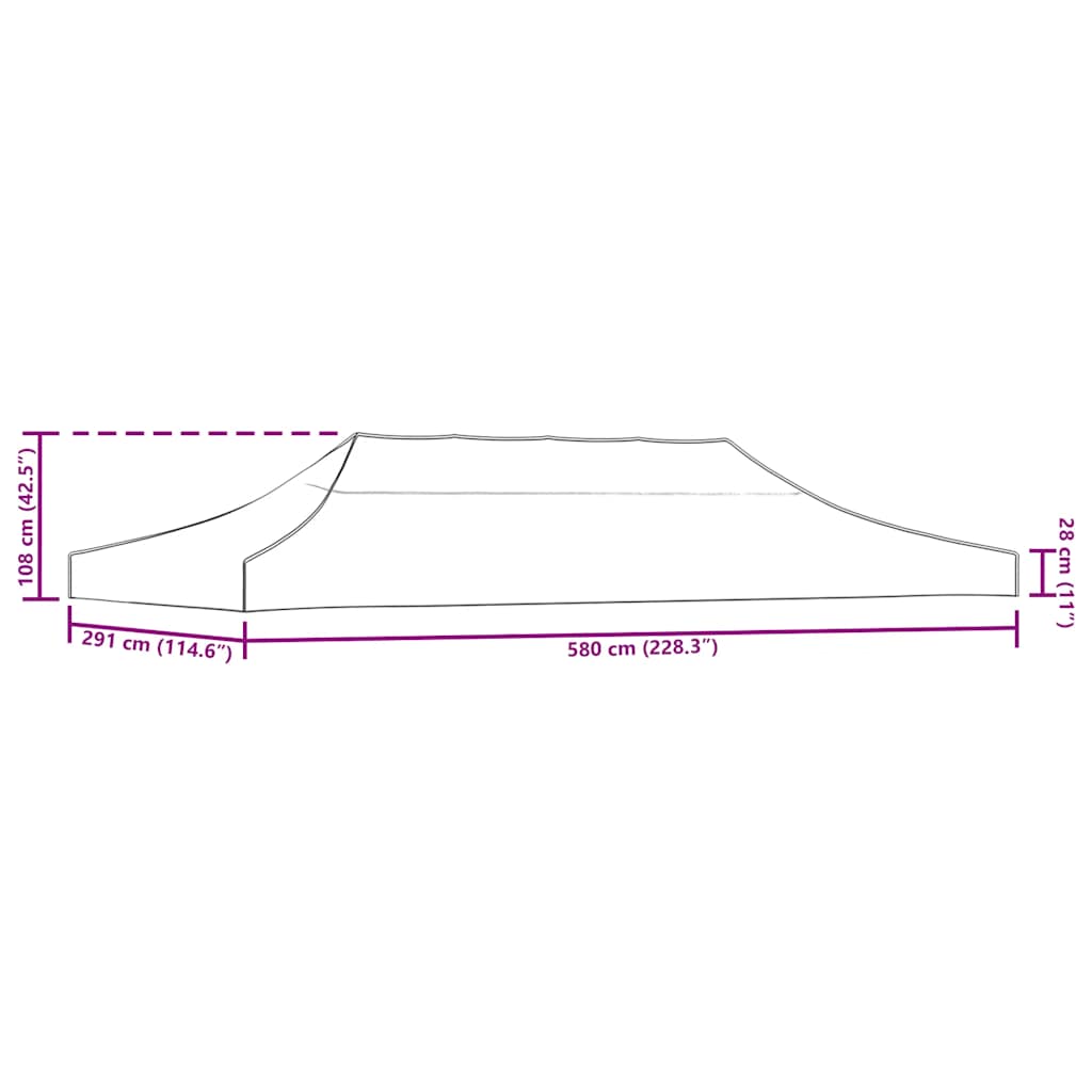 Teltduk for festtelt 6x3 m gråbrun 270 g/m²