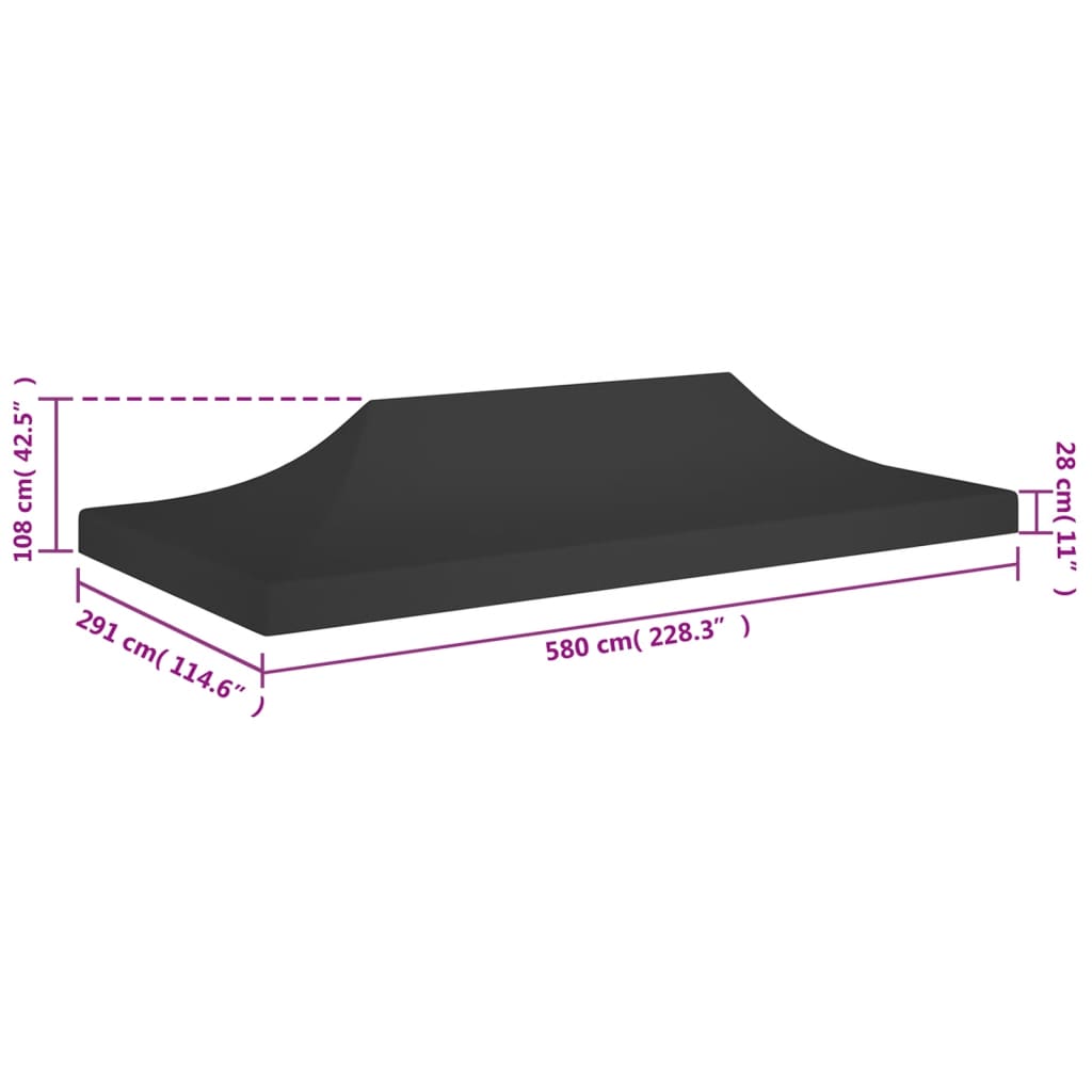 Teltduk for festtelt 6x3 m svart 270 g/m²