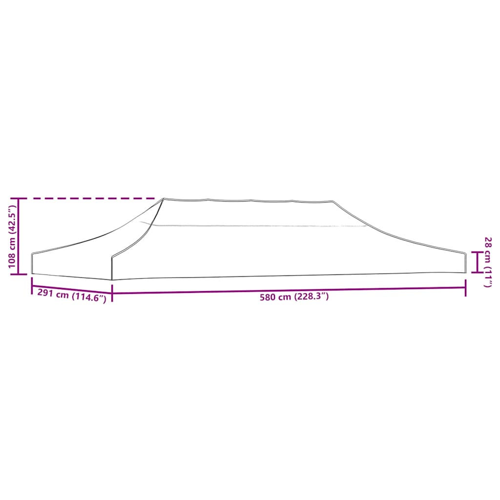 Teltduk for festtelt 6x3 m gul 270 g/m²