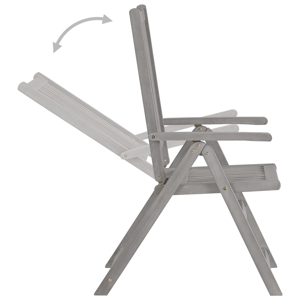 5-delt hagespisesett (150-200) x 100 cm heltre akasie grå