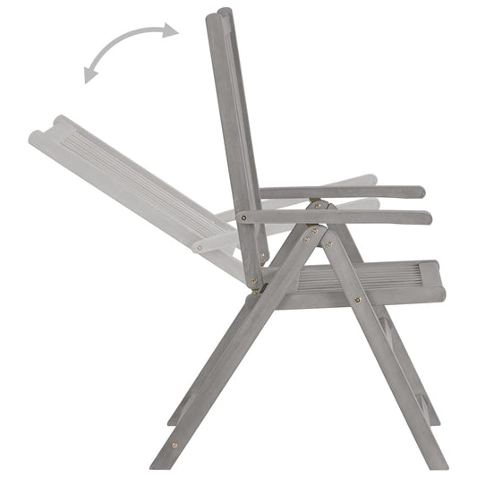 5-delt hagespisesett (150-200) x 100 cm heltre akasie grå