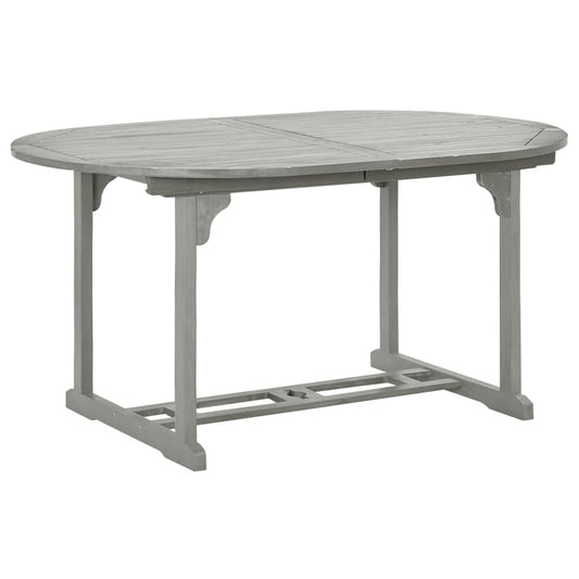 5-delt hagespisesett (150-200) x 100 cm heltre akasie grå