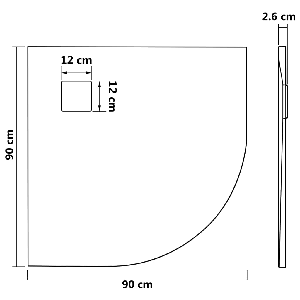Dusjbrett SMC brun 90x90 cm