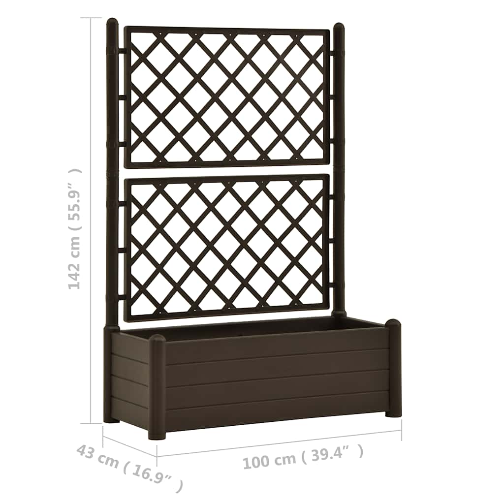 Plantekasse med espalier 100x43x142 cm PP mocca