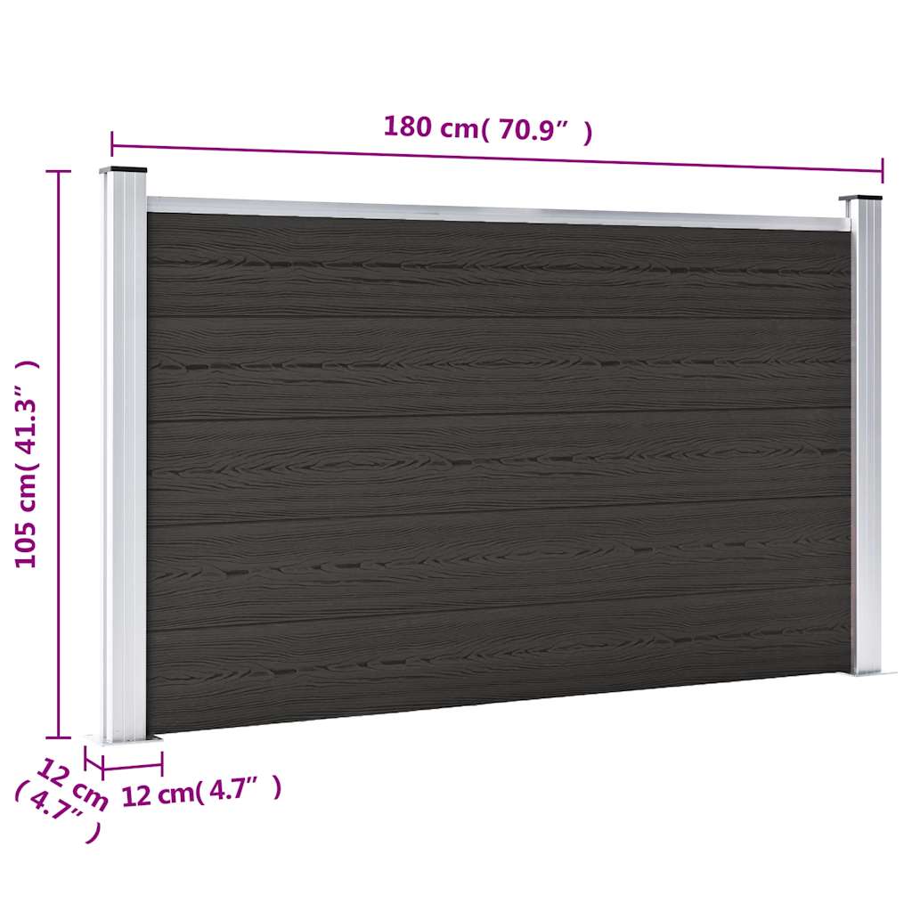 Gjerdepanel WPC 180x105 cm svart vidaXL