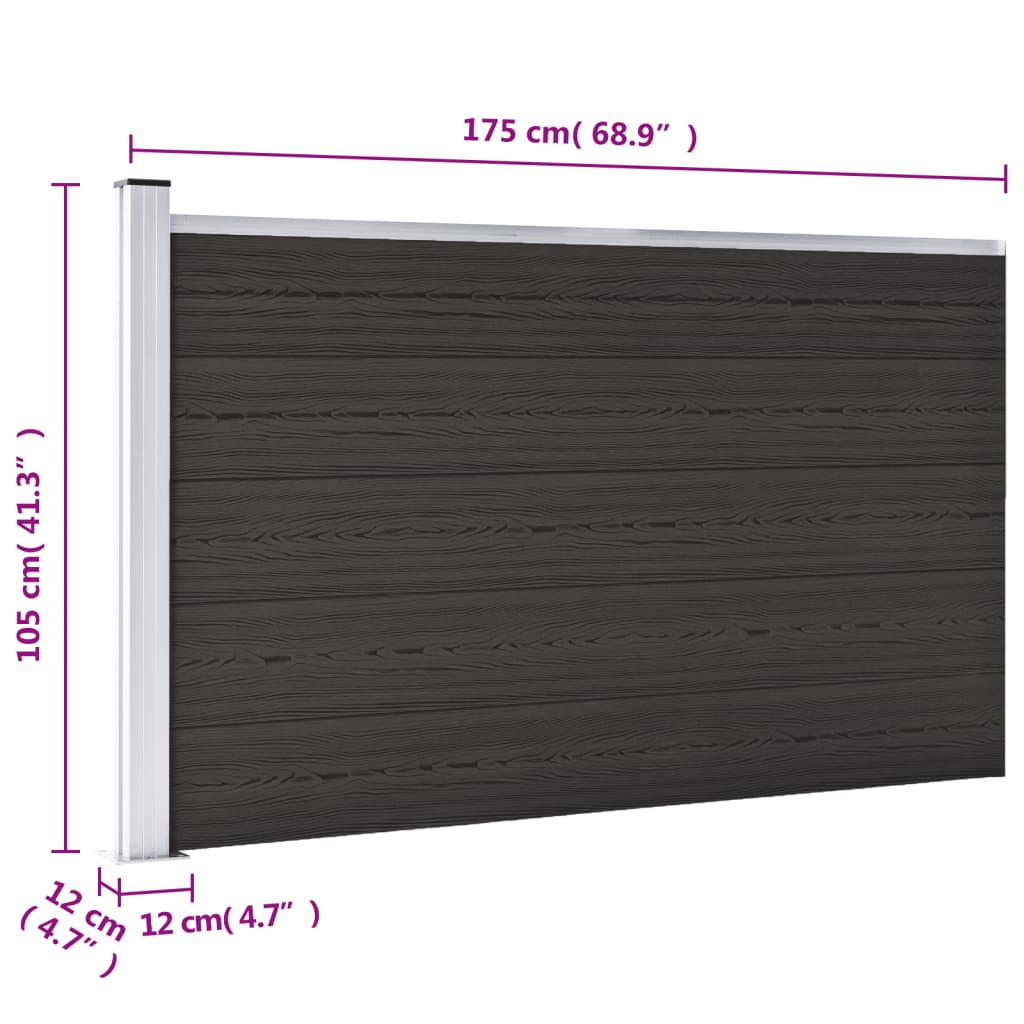Gjerdepanel WPC 175x105 cm svart