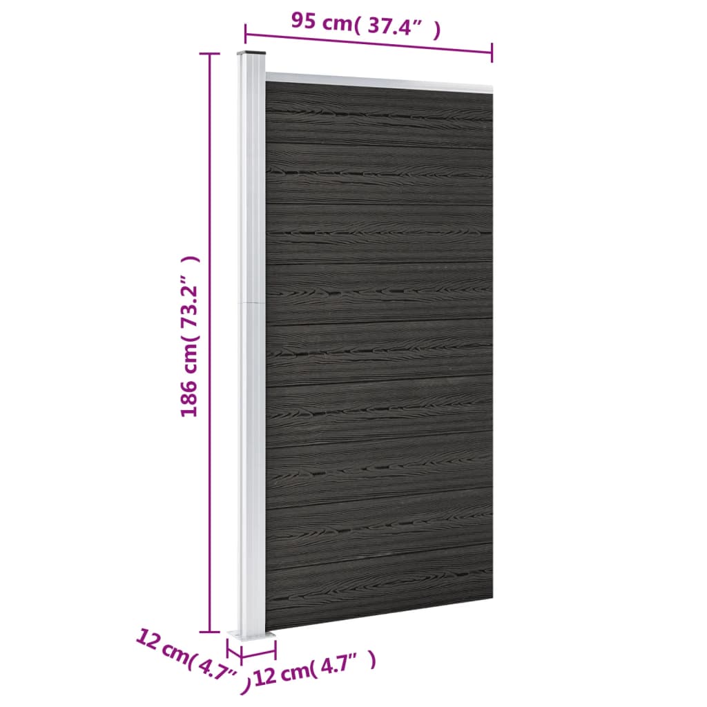 Gjerdepanel WPC 95x186 cm grå