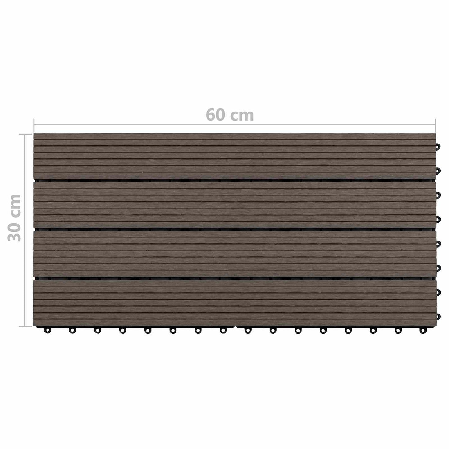 Terrasseflis 6 pcs Mørk brun 60 x 30 cm WPC