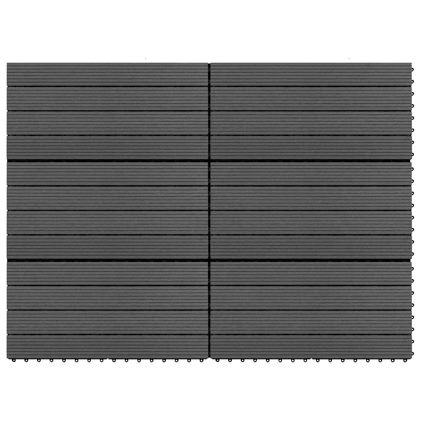 Terrasseflis 6 pcs Svart 60 x 30 cm WPC