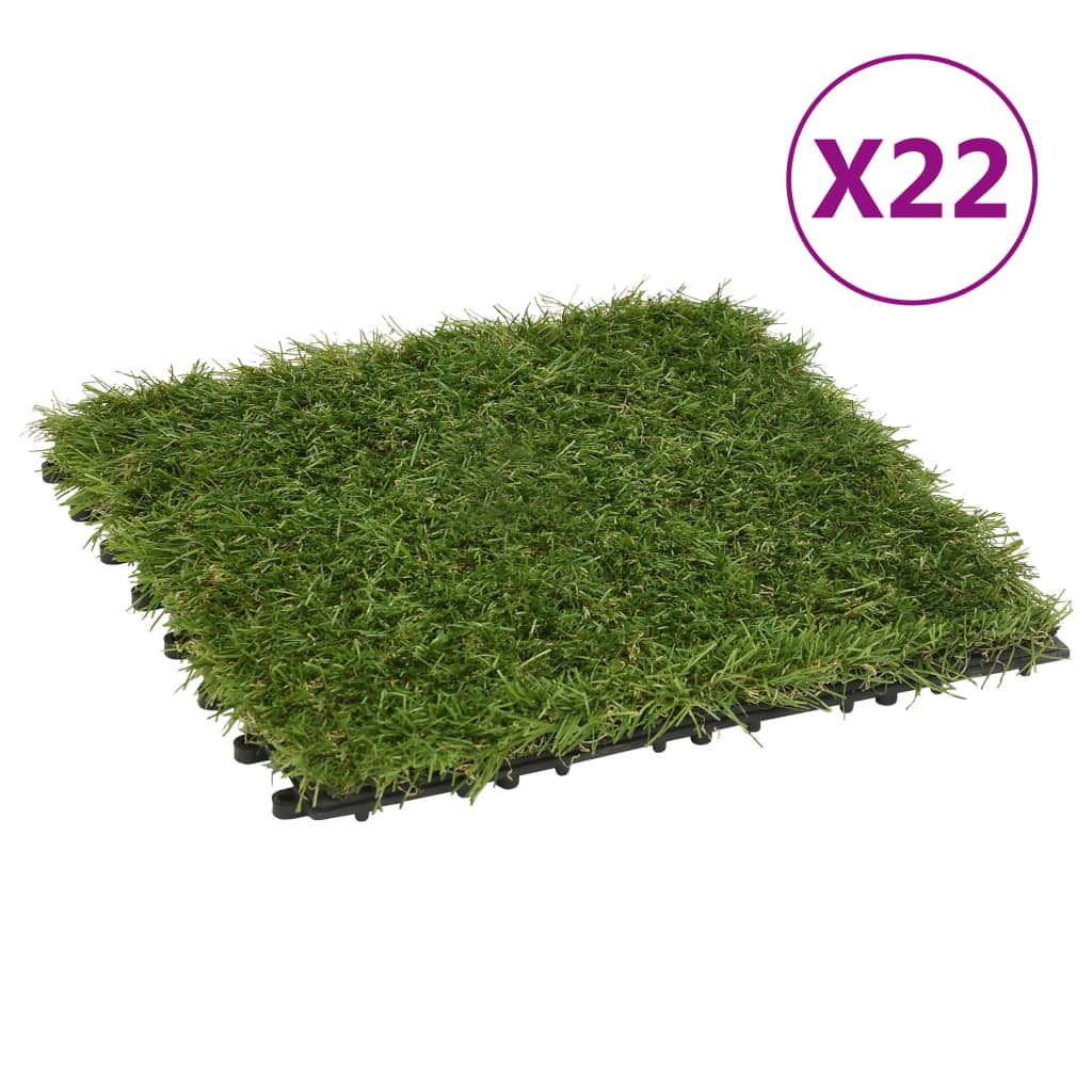 Kunstige gressmatter 22 stk grønn 30x30 cm