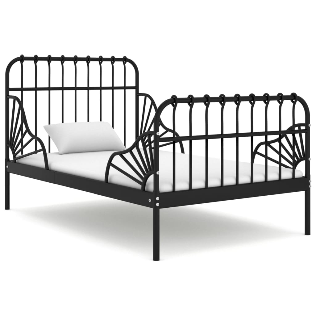 Utvidbar sengeramme svart metall 80x130/200 cm