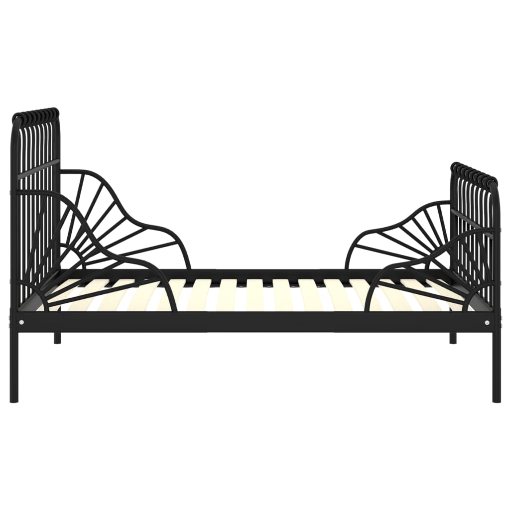Utvidbar sengeramme svart metall 80x130/200 cm