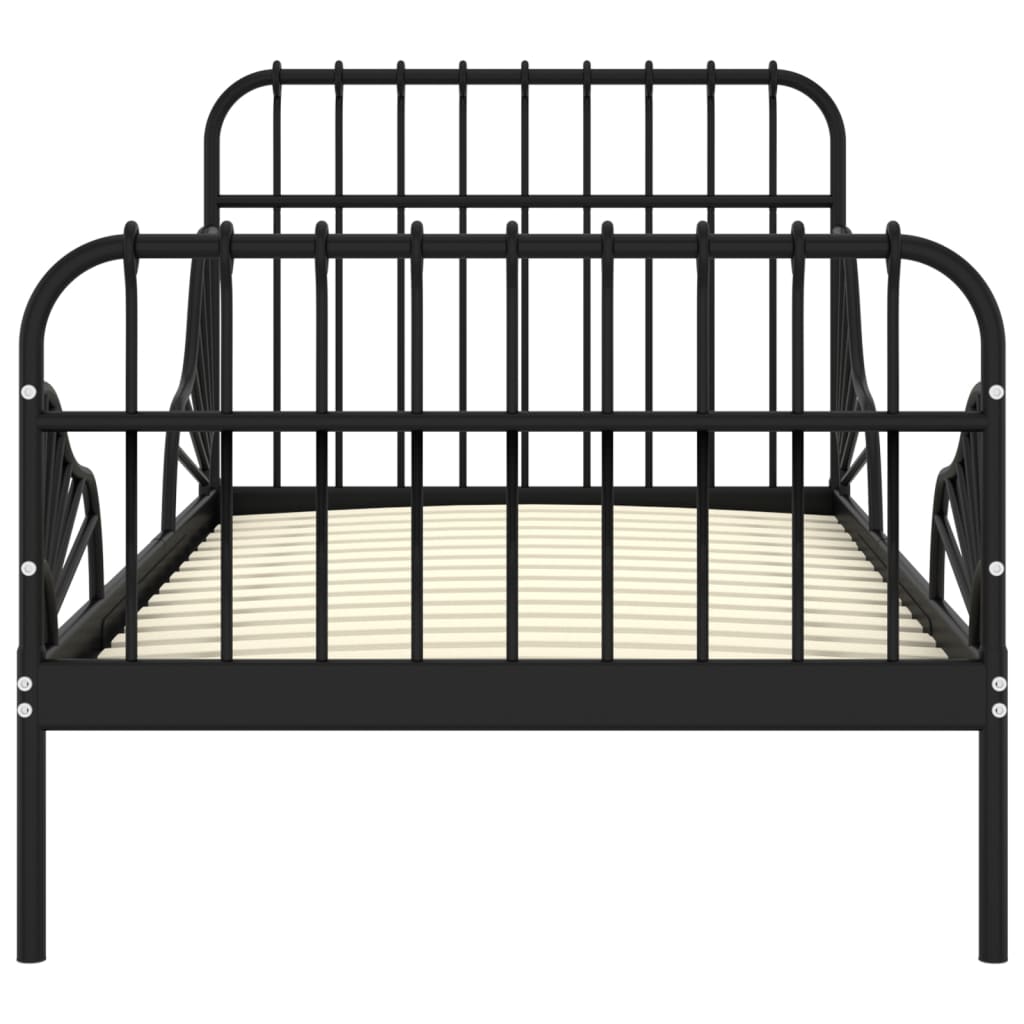Utvidbar sengeramme svart metall 80x130/200 cm
