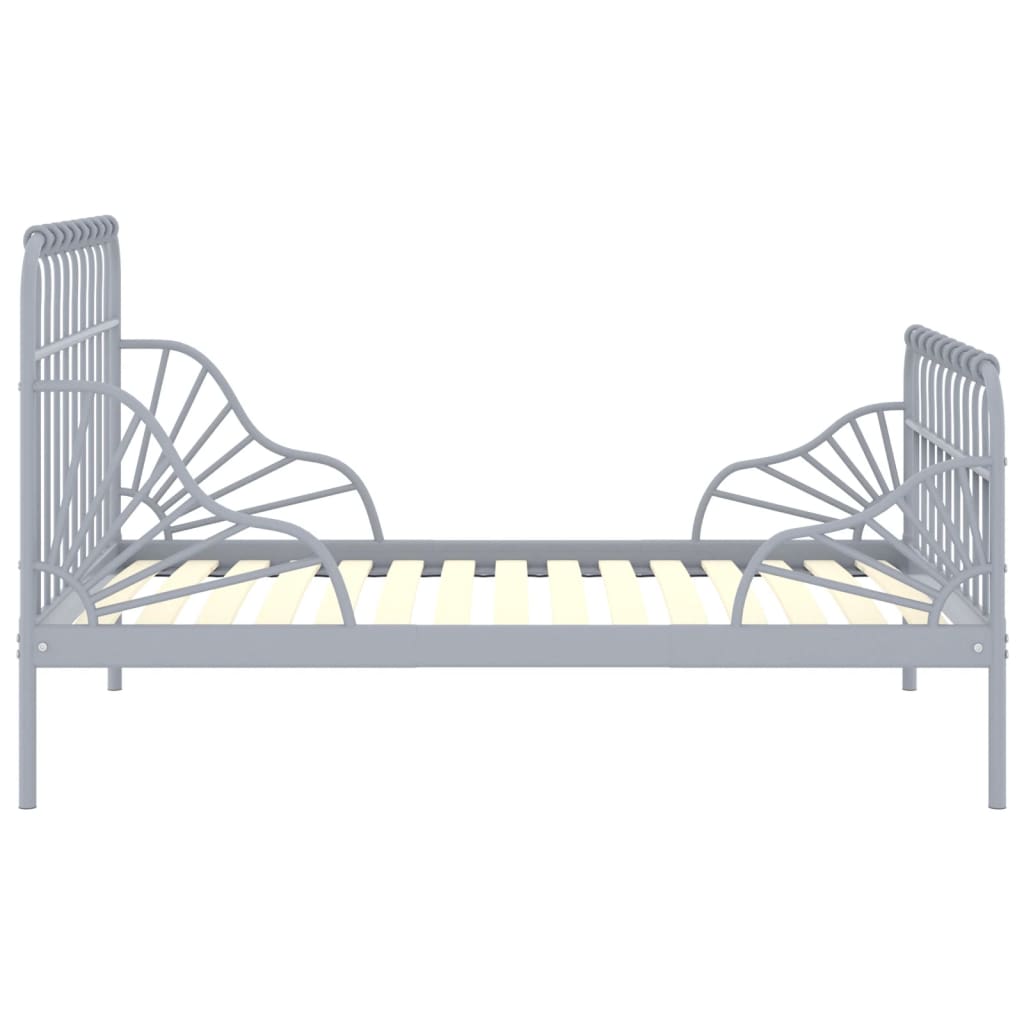 Utvidbar sengeramme grå metall 80x130/200 cm