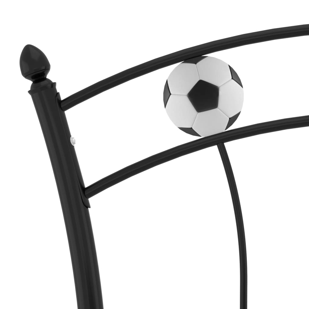 Sengeramme med fotballdesign svart metall 90x200 cm