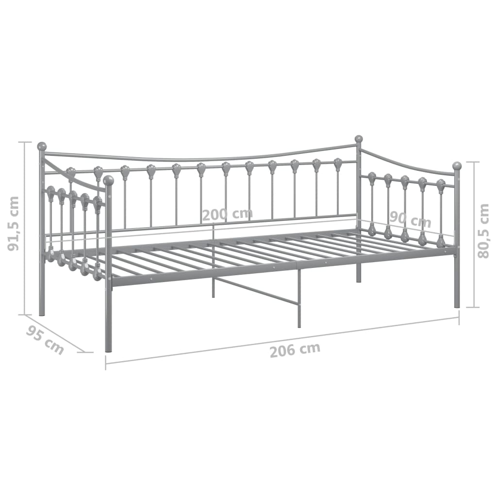 Ramme til sovesofa grå metall 90x200 cm