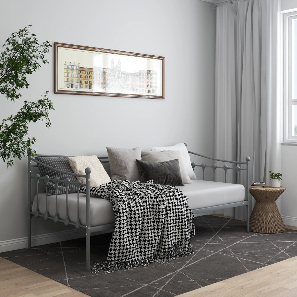Ramme til sovesofa grå metall 90x200 cm