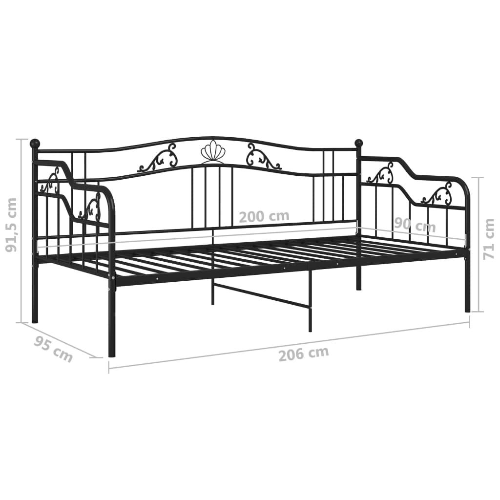 Ramme til sovesofa svart metall 90x200 cm