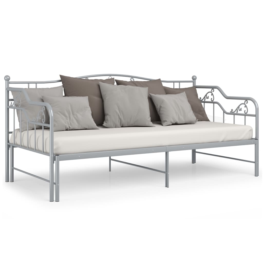 Uttrekkbar ramme til sovesofa grå metall 90x200 cm