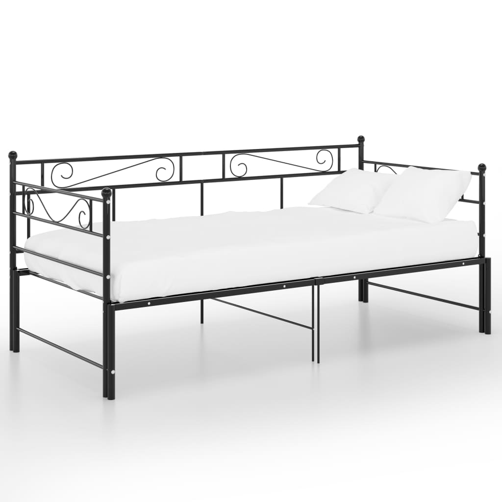 Uttrekkbar ramme til sovesofa svart metall 90x200 cm
