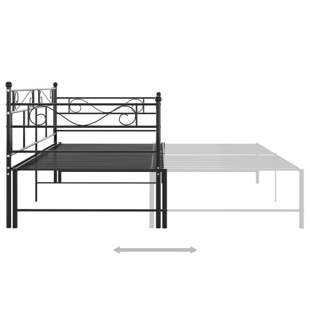 Uttrekkbar ramme til sovesofa svart metall 90x200 cm