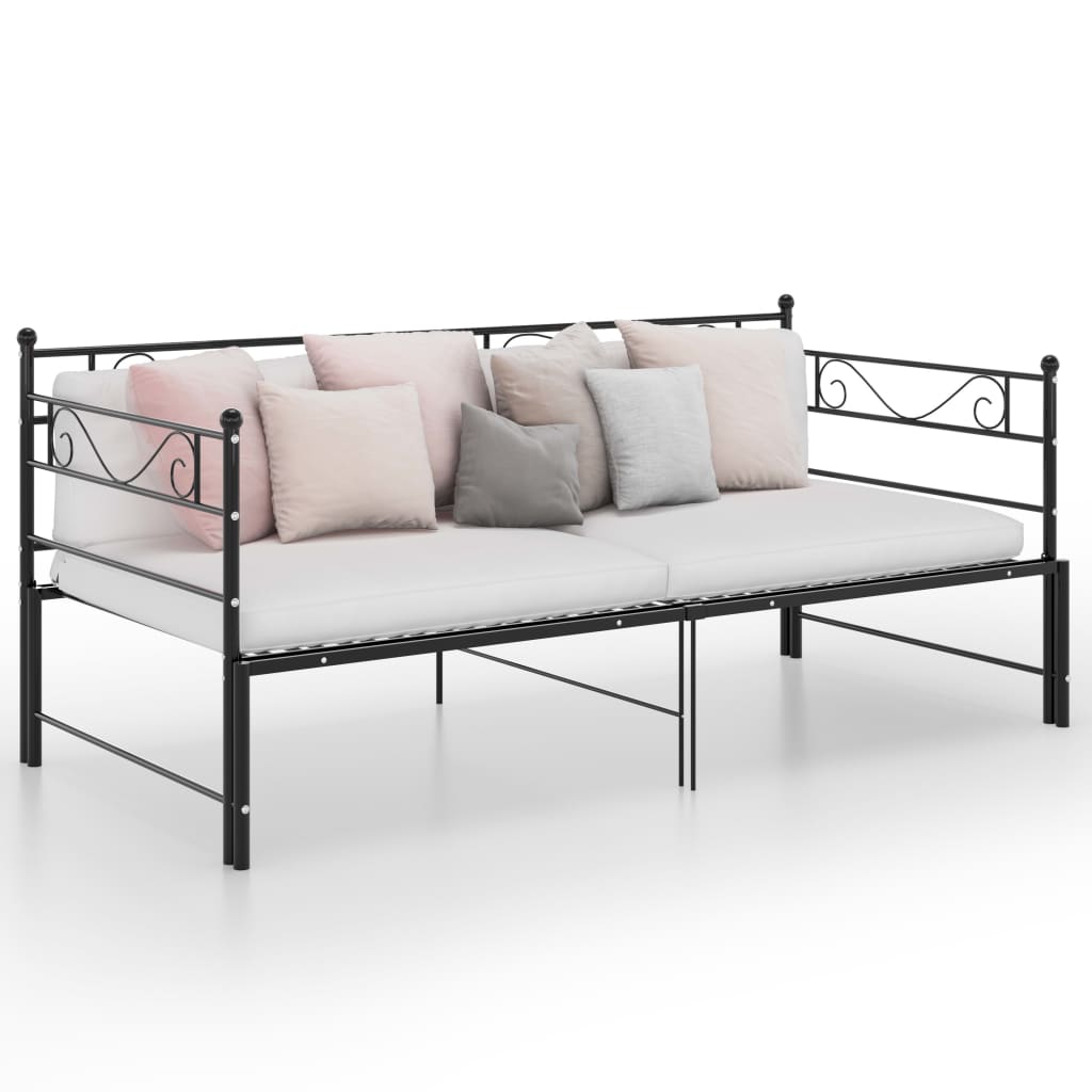 Uttrekkbar ramme til sovesofa svart metall 90x200 cm