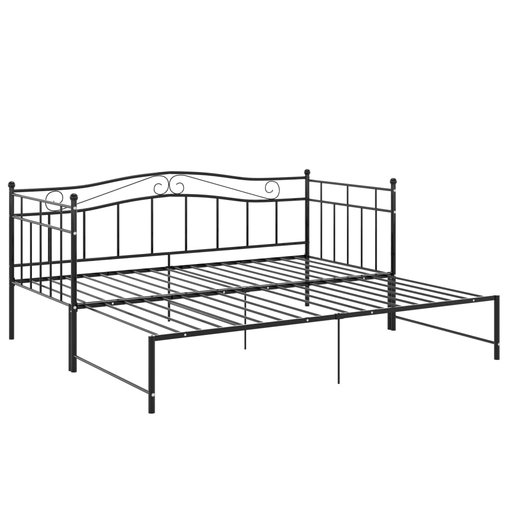 Uttrekkbar ramme til sovesofa svart metall 90x200 cm