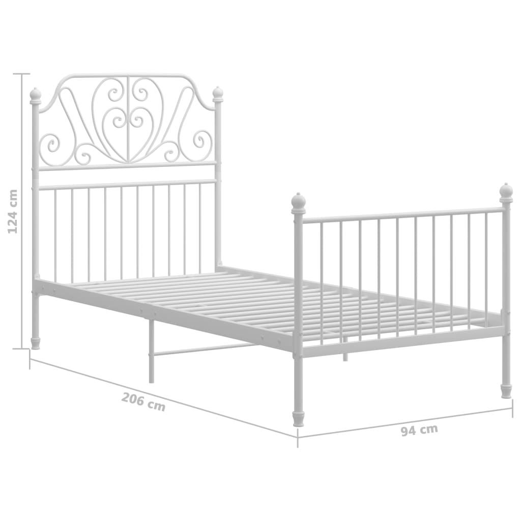 Sengeramme hvit metall 90x200 cm