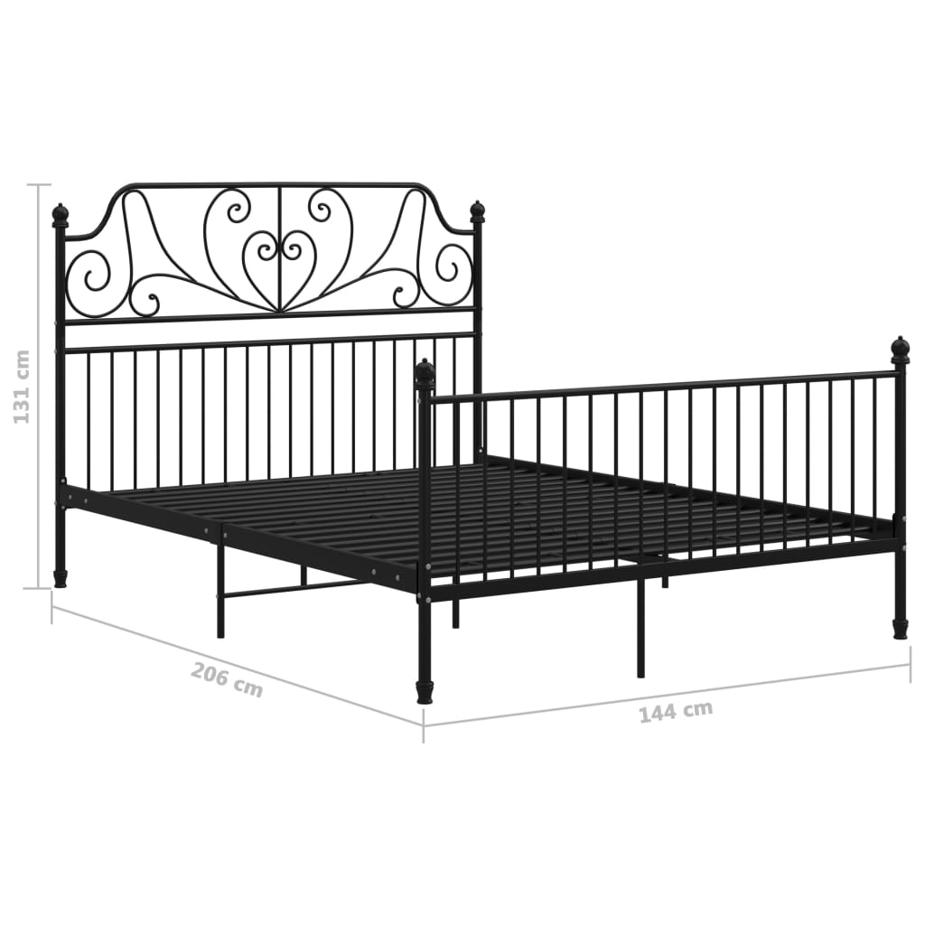Sengeramme svart metall 140x200 cm