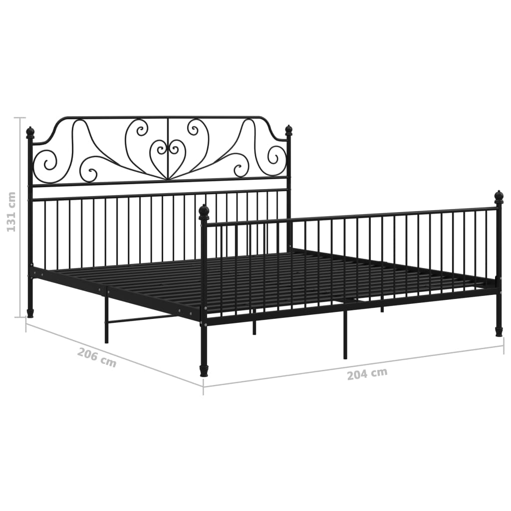 Sengeramme svart metall 200x200 cm