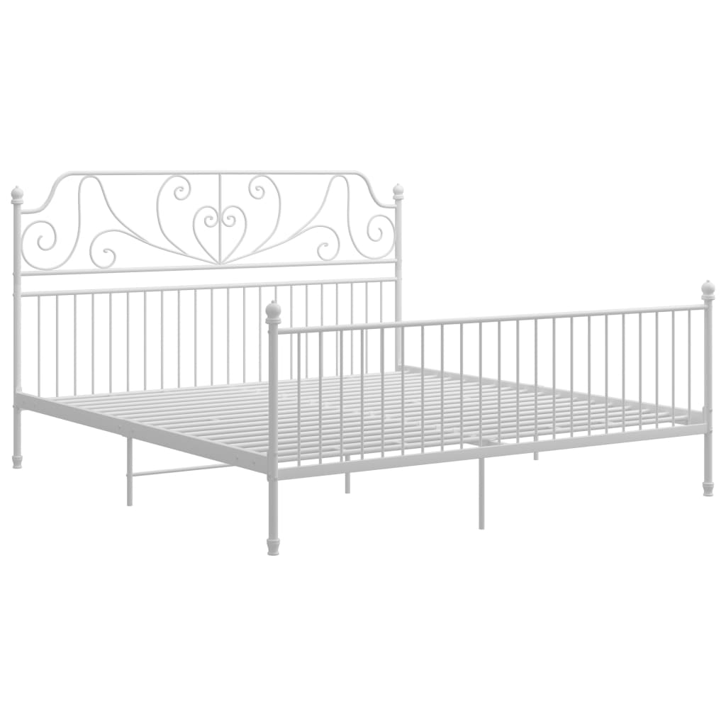 Sengeramme hvit metall 200x200 cm