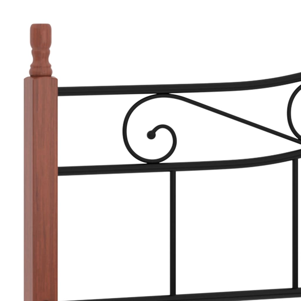 Sengeramme svart metall og heltre eik 200x200 cm