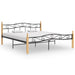 Sengeramme svart metall og heltre eik 200x200 cm