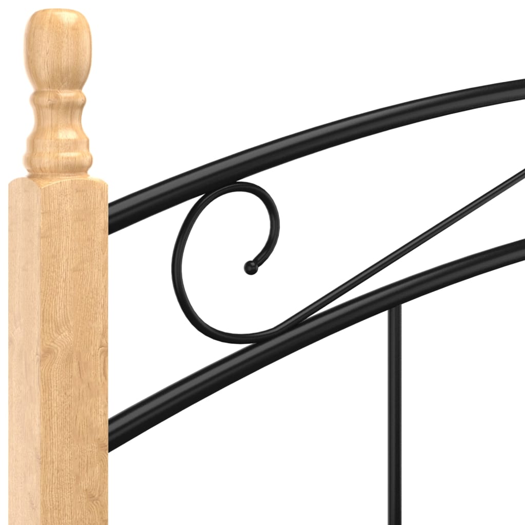 Sengeramme svart metall og heltre eik 120x200 cm