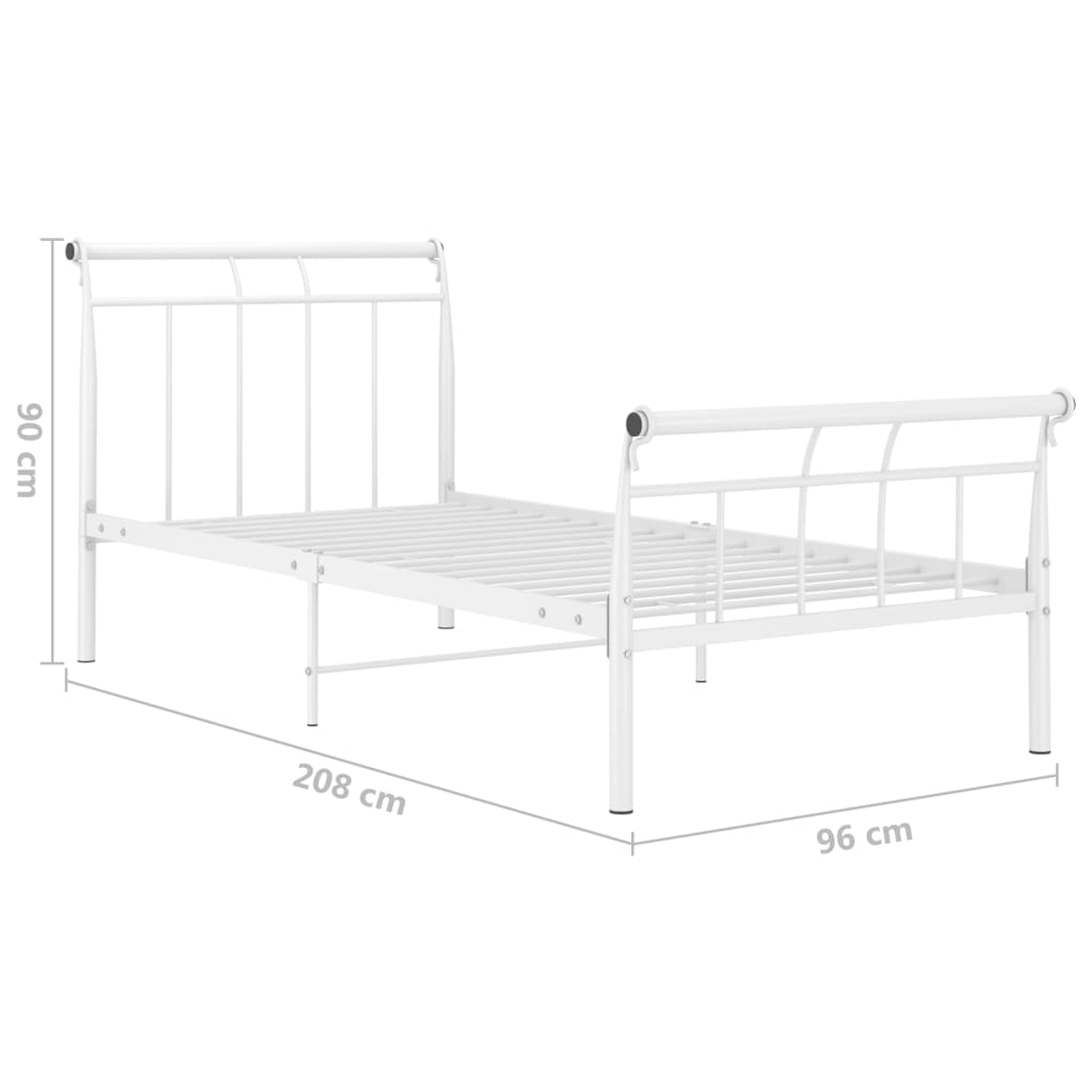 Sengeramme hvit metall 90x200 cm