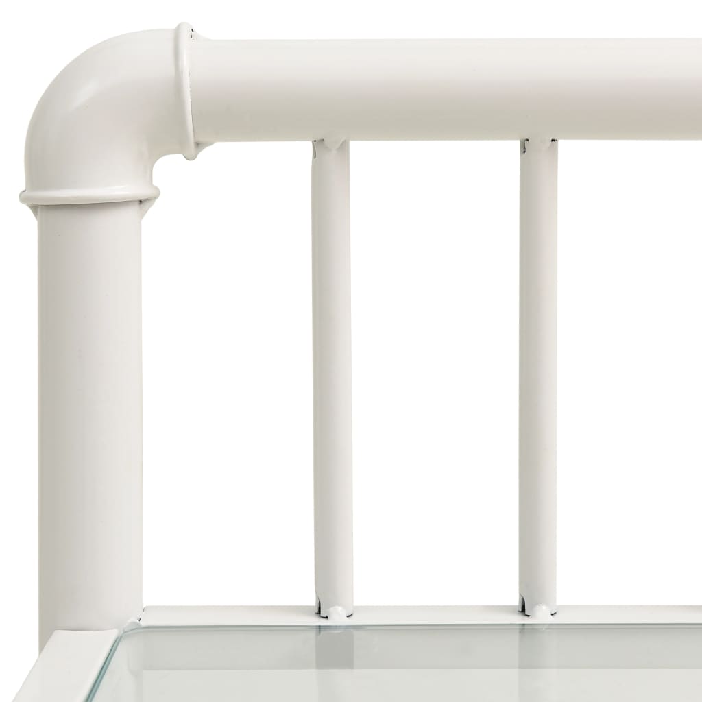 Nattbord 2 stk hvit og gjennomsiktig metall og glass