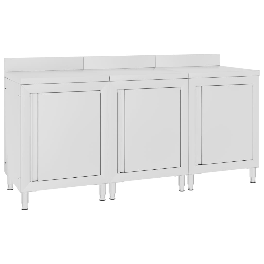 Kommersielt arbeidsbord med skap 180x60x96 cm rustfritt stål