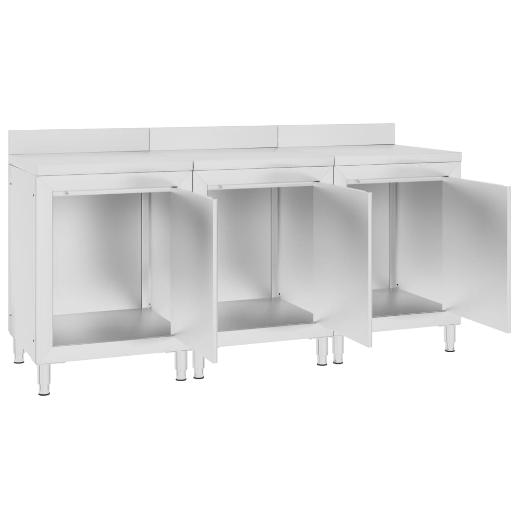 Kommersielt arbeidsbord med skap 180x60x96 cm rustfritt stål
