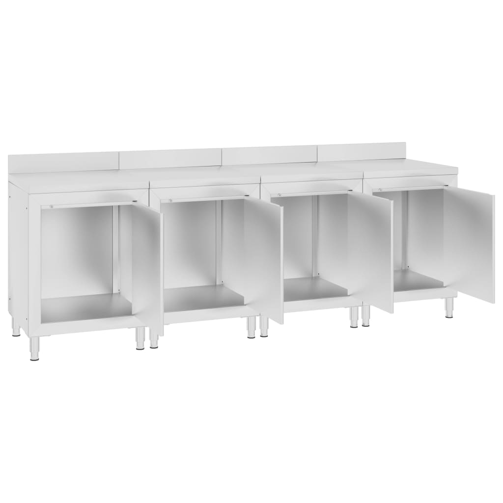Kommersielt arbeidsbord med skap 240x60x96 cm rustfritt stål