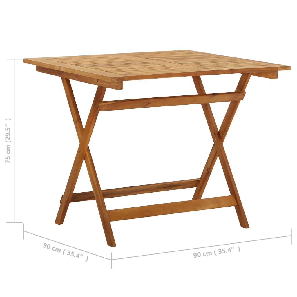 Sammenleggbart hagebord 90x90x75 cm heltre akasie